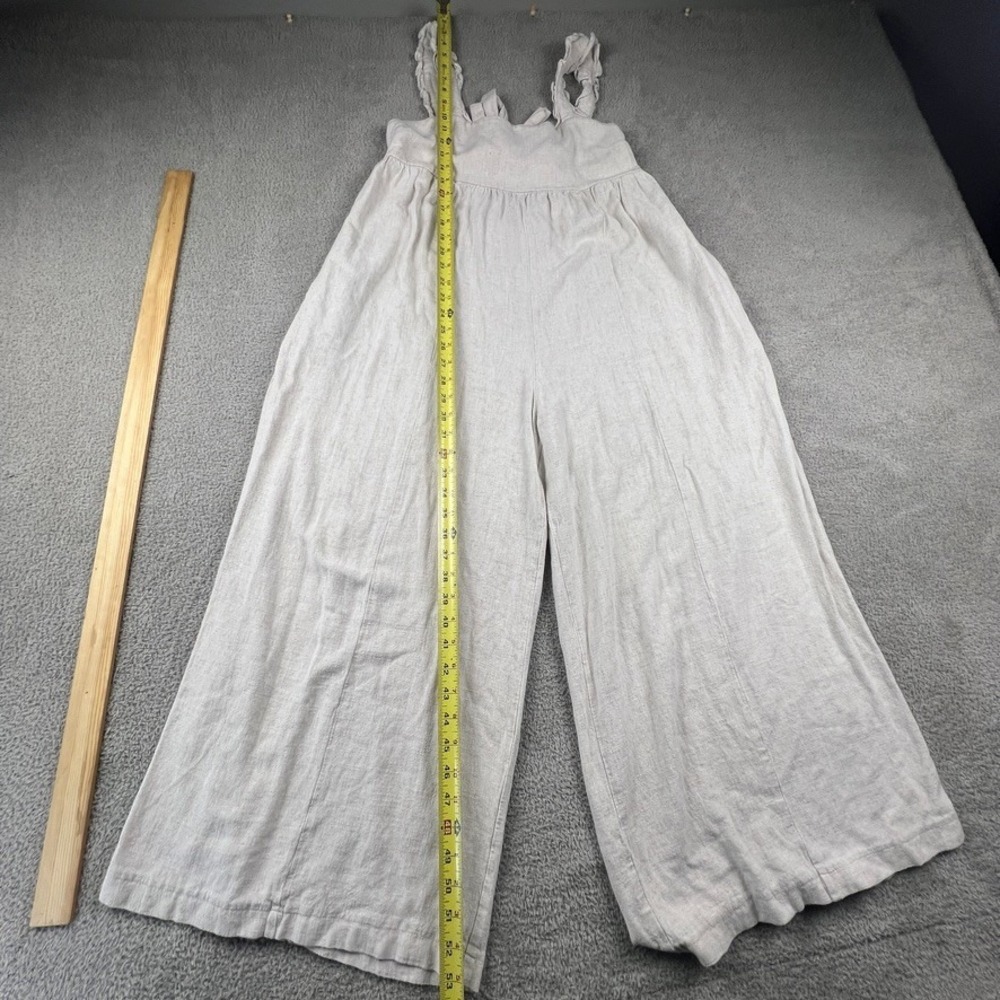 Light Cream Wide-Leg Jumpsuit with Ruffle Straps - Picture 11 of 16